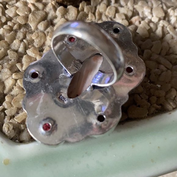 Vintage 925 scolecite garnet ring - Picture 3 of 6